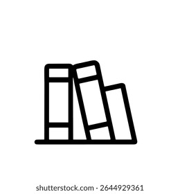 Estilo de Contorno Simples Bookshelf Ícone Line Art com Três Livros