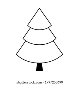 Simple outline style Christmas tree. Stylized elements for New Year and Christmas. Festive celebration. Greeting card, wrapping paper. Isolated vector doodle illustration on white background