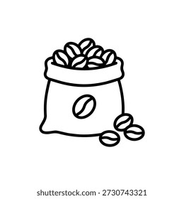 Simple Outline Style Coffee Bean Sack Line Art Food Icon