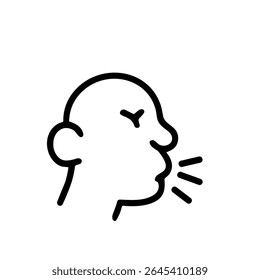 Simple Outline Style Coughing Man Showing Symptoms of Illness Icon