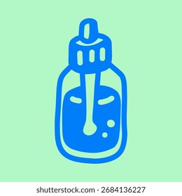 Simple Outline Style Dropper Bottle Illustration, Medicine or Cosmetic Liquid
