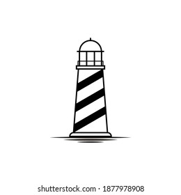 simple outline style lighthouse vector logo design template. 