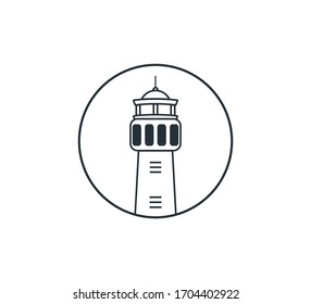 simple outline style lighthouse watch tower vector logo design template