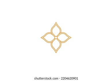 simple outline style lotus flower logo illustration vector