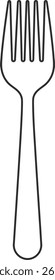 Einfache Umriss Stil Metall Gabel Küche Utensil Essen Symbol