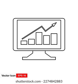 Simple outline style. Template of user panel, data analysis, agency, graph, linear business sign. Isolated vector illustration on a white background.