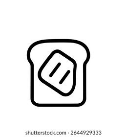 Simple Outline Style Toast with Butter Breakfast Food Icon Illustration