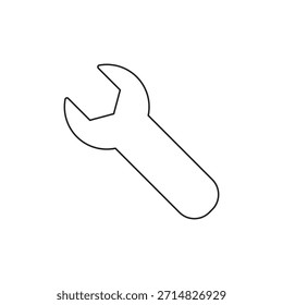 Un icono de llave inglesa de estilo de contorno simple.
