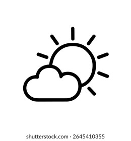 Simple Outline Sunny Cloud Clima Pronóstico Símbolo Forma Icono Elemento de diseño