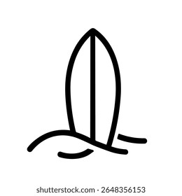 Simple Outline Surfboard on Sand Beach Leisure Summer Icon