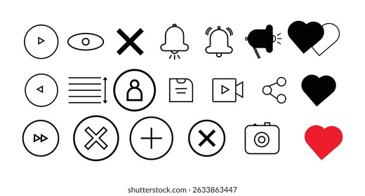 Simple Outline Tab Bar Symbols for Mobile Design