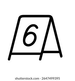 Simple Outline Tabletop Number Six Marker Sign Illustration Icon