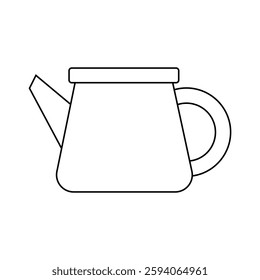 Simple outline of a teapot with a spout and handle perfect for line art lovers