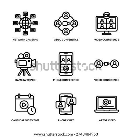 Simple Outline Telecommunication Icon Element Set for Web and Graphic Design