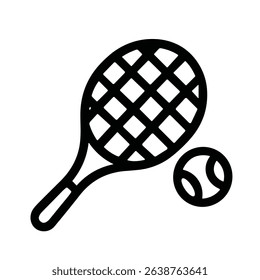 Simple Outline Tennis Racket and Ball Sport Competition Icon