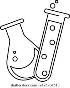 simple outline test tube and breaker glass back to school icon