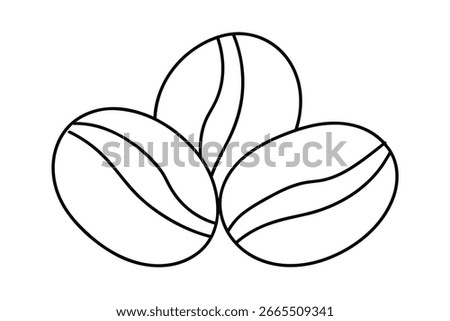 Simple Outline Three Coffee Beans single line graphic