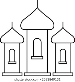simple outline three mosque colorful icon illustration design