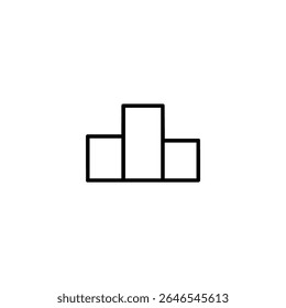 A simple outline of a three-tiered winner's podium for first, second, and third place. Vector for competition and achievement.