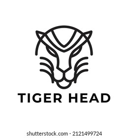 simple outline tiger head logo vector
