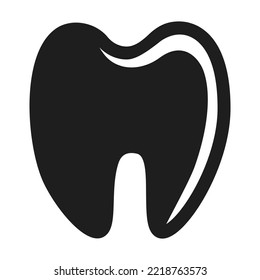 Simple outline tooth silhouette isolated on white background. Vector teeth black icon shape. Dentist logo design element.