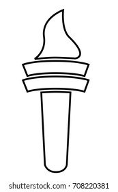 Simple Outline of Torch, Isolated on White