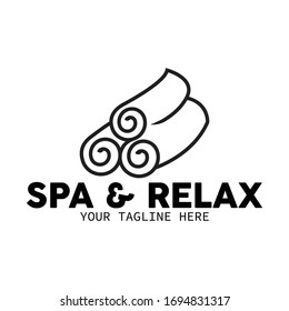 simple outline towel logo vector for spa 