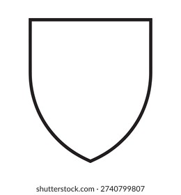 Simple outline of a traditional medieval shield in black and white