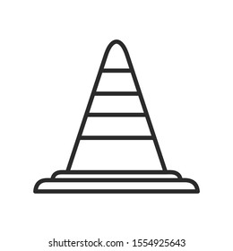 Simple outline traffic cone, flat icon vector illustration.