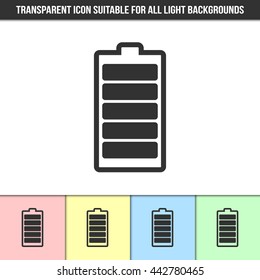 Simple outline transparent battery icon on different types of light backgrounds