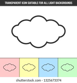 Simple outline transparent cloud icon on different types of light backgrounds