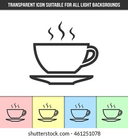 Simple outline transparent cup icon on different types of light backgrounds