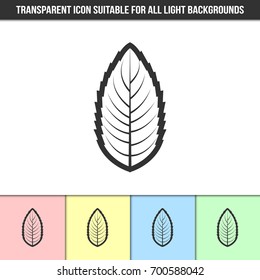 Simple outline transparent leaf icon on different types of light backgrounds