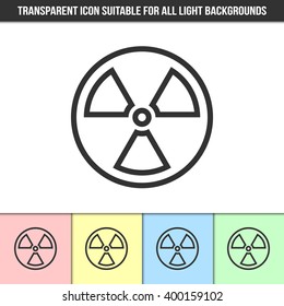 Simple outline transparent nuclear icon on different types of light backgrounds