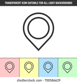 Simple outline transparent pointer icon on different types of light backgrounds