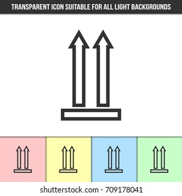 Simple outline transparent this side up icon on different types of light backgrounds