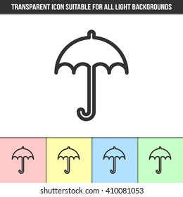 Simple outline transparent umbrella icon on different types of light backgrounds. Umbrella vector. Umbrella eps10. Umbrella symbol.