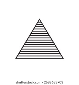 Simple Outline Triangle with Horizontal Stripes Icon: Vector Symbol for Hierarchy, Stability, Structure, Growth, Data Levels, and Pyramid Chart Concepts.