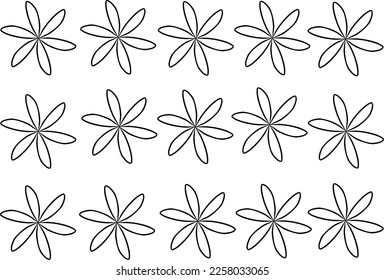 Simple outline tropical flower pattern on white background.
