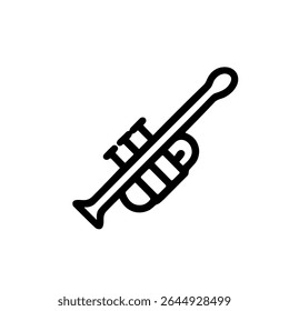 Simple Outline Trumpet Musical Instrument Line Drawing Isolated on White