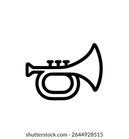 Simple Outline Trumpet Musical Instrument Isolated Shape Icon Design