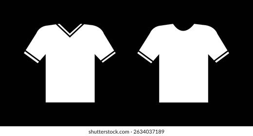 simples t-shirt esboço. Ele é mostrado da frente e de trás. A camiseta tem mangas curtas e um decote redondo. Vetor de ícone de roupa para web, computador e aplicativo móvel. Conjunto de ícones de vetor de camiseta. 