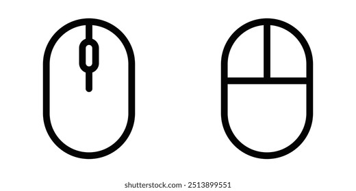 Simple outline of two computer mouse icons. Vector illustration representing technology and computer hardware. Editable stroke.