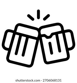 Simple Outline Two Mugs Clinking Cheers Celebration Drink Icon