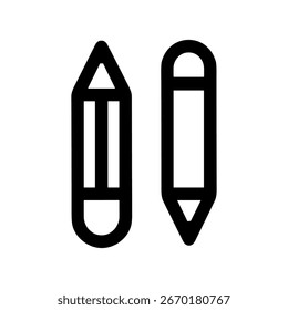 Esquema simple Dos lápices Diseño minimalista Icono de regreso a la escuela