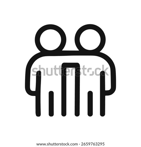 Simple Outline Two People Connected Icon Symbol Graphic Element