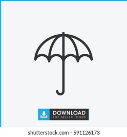 Simple outline umbrella vector icon. On white background.