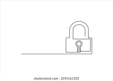 Simple outline of an unlocked padlock on a white background, symbolizing security