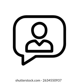 Simple Outline User in Chat Bubble Minimalist Icon Symbol Element