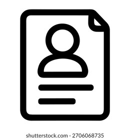 Icono de documento de Perfil de usuario de contorno simple con símbolo de esquina doblada